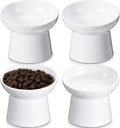 Tanlade 4 Pcs Ceramic Raised Cat Bowls, Elevated Tilted Cat Bowl for Food Water, Stress Free, Backflow Prevention, Dishwasher Microwave Safe, Feeder Dish for Indoor Kitten, Small Dogs(White)