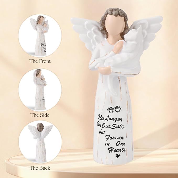 Cat Memorial Gifts, Cat Memorial Gifts for Loss of Cat, Pet Cat Remembrance Gifts, Cat Angel Figurine Statue for Cat Lovers in Memory of Their Beloved Cat(White Angel Cat)