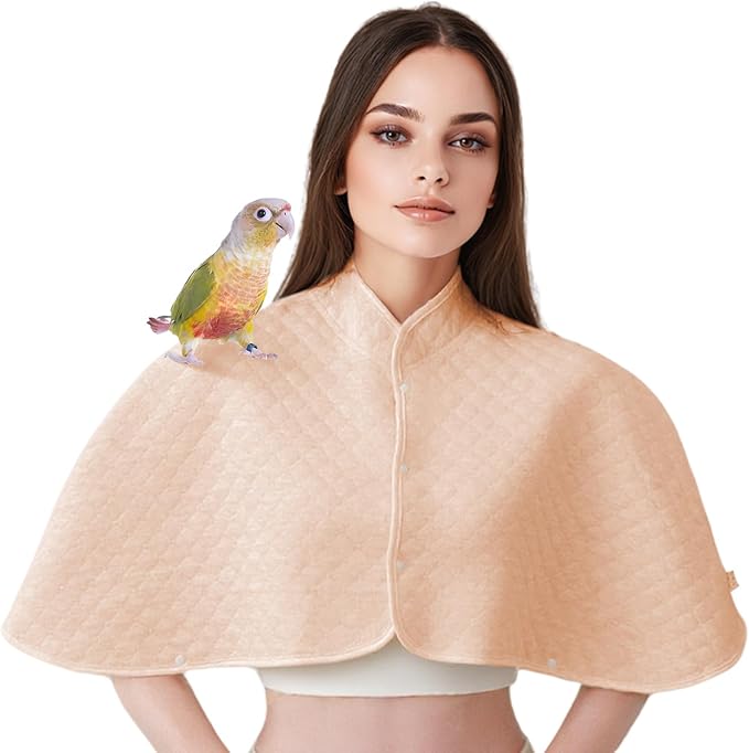 Parrot Anti-Scratch Shoulder Protector - Reusable Bird Diaper & Soft Cotton Bird Cape for Macaws, Cockatiels, Conures, Parakeets, Lovebirds and Finches (Light Yellow, Large)