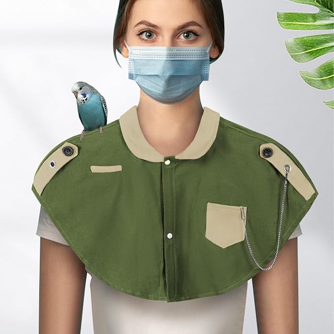 La La Pet Parrot Anti-Scratch Shoulder Protector Pet Bird Training Shoulder Cape Parrots Poop Shawl Diaper Flight Suits and Accessories for Macaws Cockatoos Parakeets Cockatiels Green
