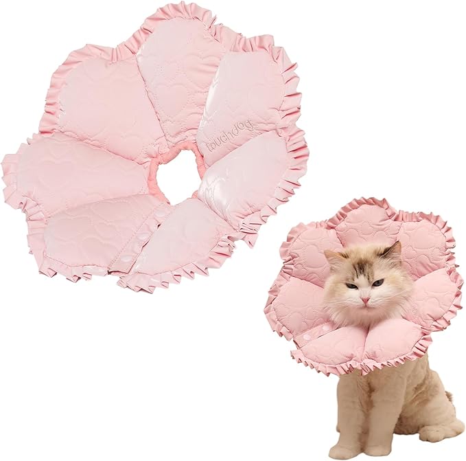 Touchdog Soft Cat Cone Collar, Waterproof Recovery Collar for Cats After Surgery, Lightweight Elizabethan Collar for Kittens, Small to Large
