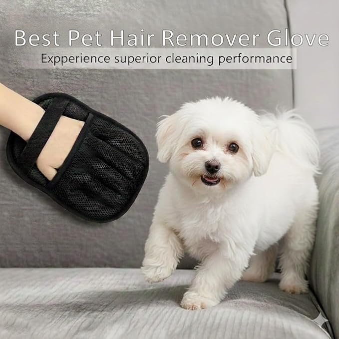 Electrostatic Pet Hair Remover Glove | Reusable & Washable Magic Brush Pet Hair Remover Glove Mitt for Dogs & Cats, Quick Wiping Fur Magic Oet Hair Remover for Clothing, Couch, Bed, Carpet, Car Seat