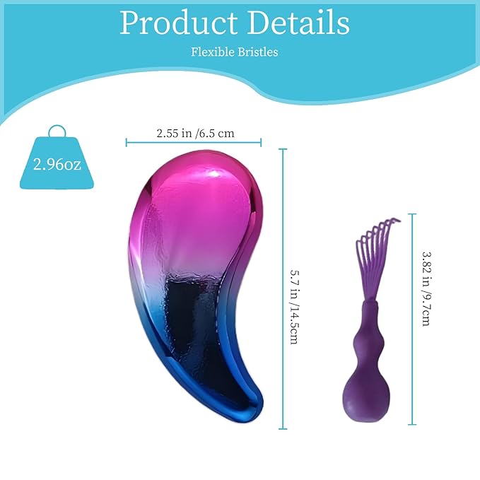 Comma-Shaped Small Dog Brush and Cleaning Comb, Fit for Yorkie, Shih Tzu, Maltese Maltipoo Pomeranian - Gentle Soft Bristles for Effortless Pet Hair Removal, Puppy Essentials (Gradient Color)