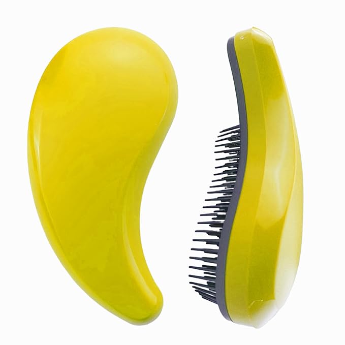 Comma-Shaped Small Dog Brush, Fit for Yorkie, Shih Tzu, Maltese Maltipoo Pomeranian - Gentle Soft Bristles for Effortless Pet Hair Removal, Puppy Essentials (Yellow)