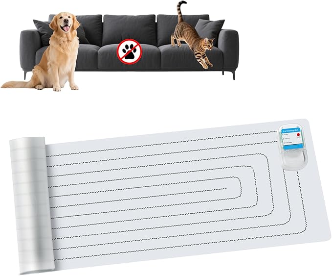 PAPARELA Scat Shock Mat for Dogs and Cats Indoor, Pet Shock Mats for Training Pets, Electric Repellent Mat Keeps Dogs and Cats Off Counter, Couch and Sofa, 3 Training Modes (One Piece 60"x 12")