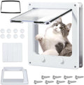 Cat Door Interior Door White Plastic Interior Cat Door Easy to Install Indoor Cat Door Upgraded Pet Door with Flap and 4 Way Locking for Interior Doors Medium Cats Kitties ZHAZHAMO
