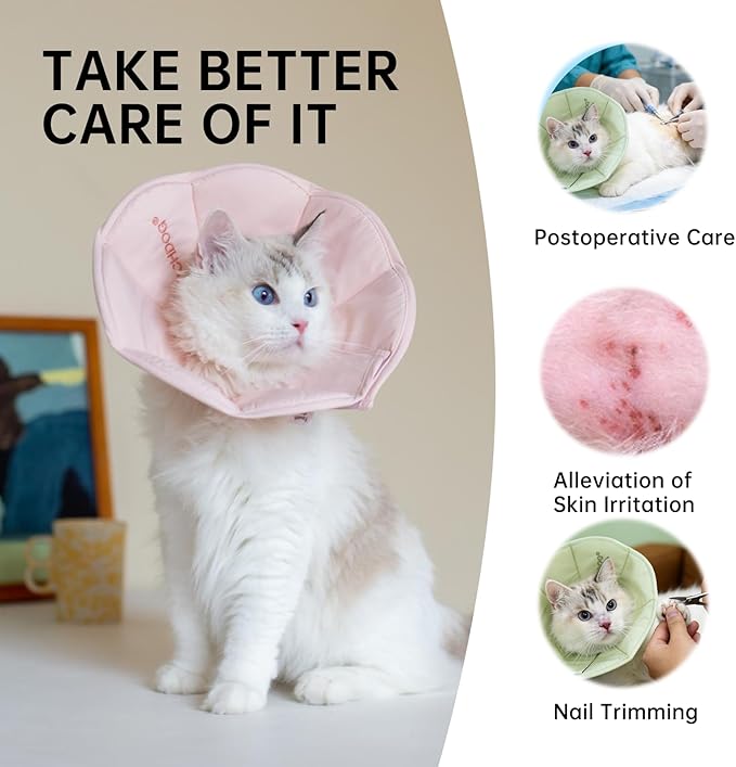 Touchdog Soft Cat Cone Collar, Waterproof Recovery Collar for Cats After Surgery, Lightweight Elizabethan Collar for Kittens, Small to Large