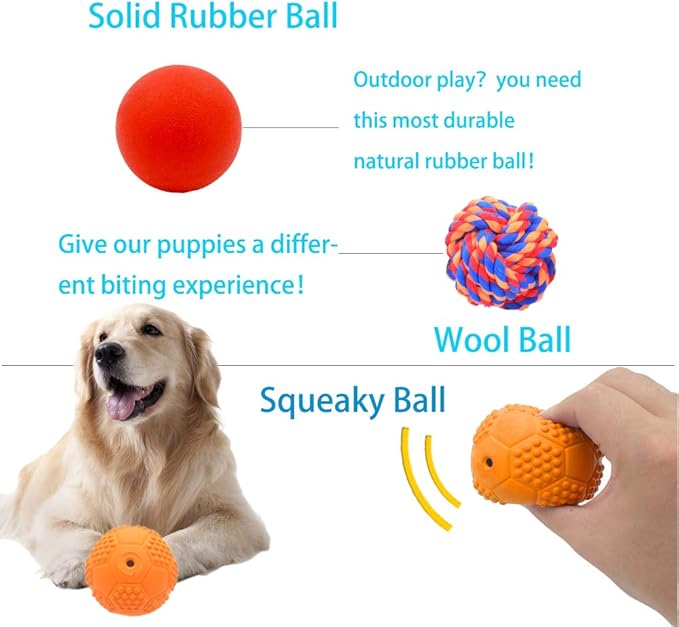 5 Different Functions Interactive Dog Toys, Puzzle Toys, Dog Balls for Medium Large Dogs, Dog Squeaky Balls, Food Treat Dispensing Toys