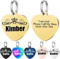 Personalized Dog Tags, Stainless Steel Pet Tags Personalized Cat, Collar Charm Engraved on Both Sides, up to 4 Lines of Custom Text, Multiple Patterns Colors Size Options (Crown, XSmall)