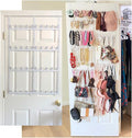 Evelots Rack for Purses, Belts, Jewelry, Ties, Hats - New Over The Door Organizer - Adjustable 8 Tier - 40 Hooks for Multi Uses - Easy Assembly - No Tools Needed - White Coated Sturdy Metal