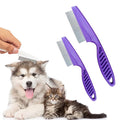 Pet Hair Comb, Multifunctional Pet Grooming Brush, Fine-Tooth Stainless Grooming Massage Comb, Tear Stain Removal Comb for Small Dogs Puppies (Purple, 2 Count)