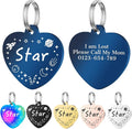 Personalized Dog Tags, Stainless Steel Pet Tags Personalized Cat, Collar Charm Engraved on Both Sides, up to 4 Lines of Custom Text, Multiple Patterns Colors Size Options (Star, Small)