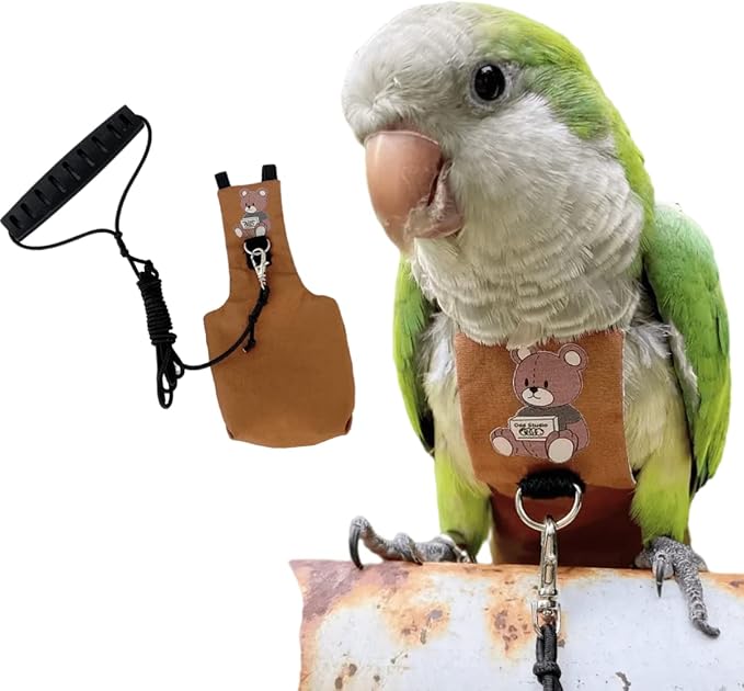 Bird Diaper Harness Flight Suit Clothes, Parrot Flight Suit with Leash for Parrot, Bird Flying Clothes with Rope and Handle for Outdoor Activities Training (Sun Conure,with Leash)