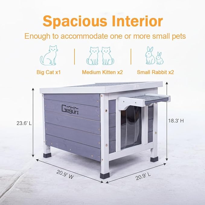 Insulated Outdoor Cat House - All-Weather Proof Shelter with Thermal Layer, Elevated Floor & Asphalt Roof for Winter, Weatherproof & Warm Shelter for Cats