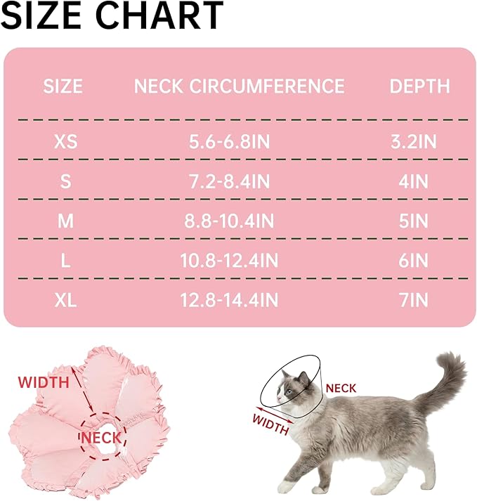 Touchdog Soft Cat Cone Collar, Waterproof Recovery Collar for Cats After Surgery, Lightweight Elizabethan Collar for Kittens, Small to Large