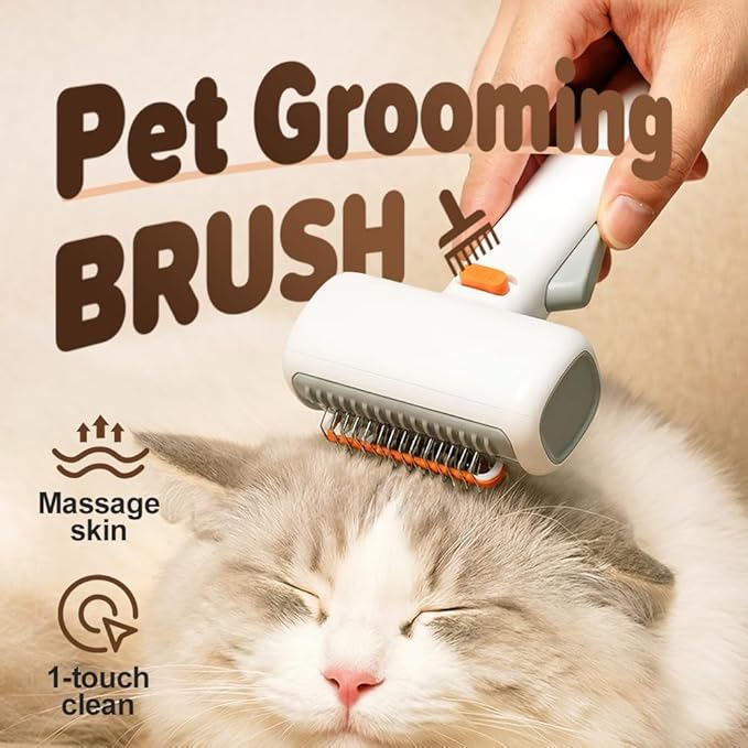 2-in-1 Pet Self-Detangling & Grooming Comb, 2026 New Deshedding Tool for Dogs & Cats, Undercoat Rake & Brush for Long or Short Hair, Removes Mats, Tangles & Loose Fur (White*1)