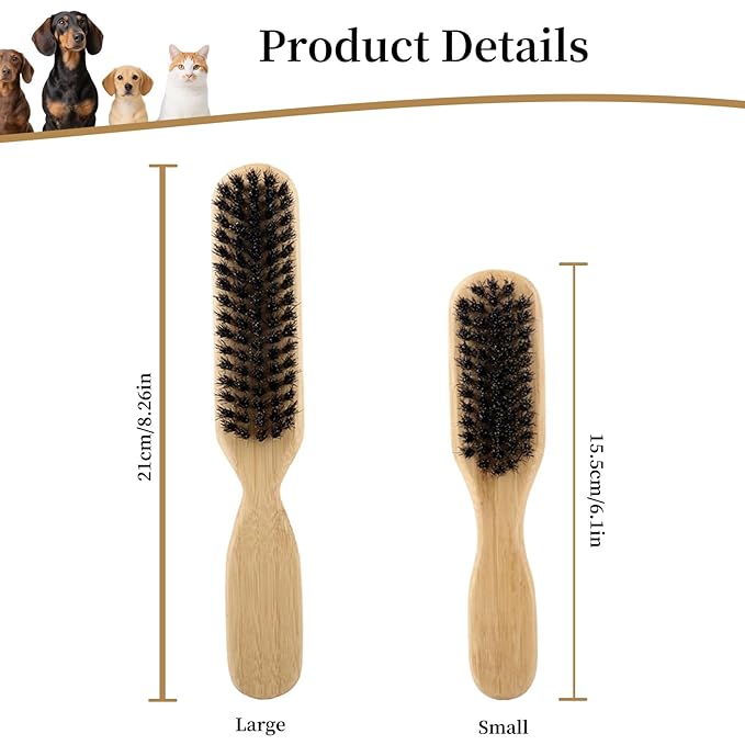 Soft Boar Bristle Dog Brush for Short Haired Dogs - Made of Wood, Gentle Deshedding & Grooming Tool, Ideal Dog Hair Brush for Pets, Dog Brushes for Grooming and Shedding （Small）