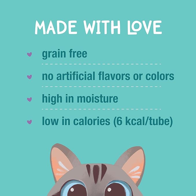 LOVE, NALA Tuna + Omega-3 Mousse Cat Treats – Brain & Heart Health Support – Lickable Squeeze-Up Puree, Topper or Treat – Grain-Free, 4 Pack – Human-Grade Protein, Non-GMO, No Artificial Additives