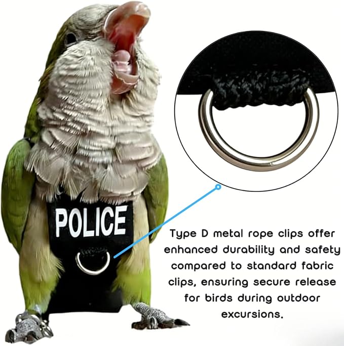 Bird Diaper Flight Suit, Cute Cosplay Parrot Clothes, Easy-to-Wear Washable Nappy, Durable Metal Ring Harness for Cockatiel, Conure, African Grey, Parakeet Outdoor Flying (with Leash,M)