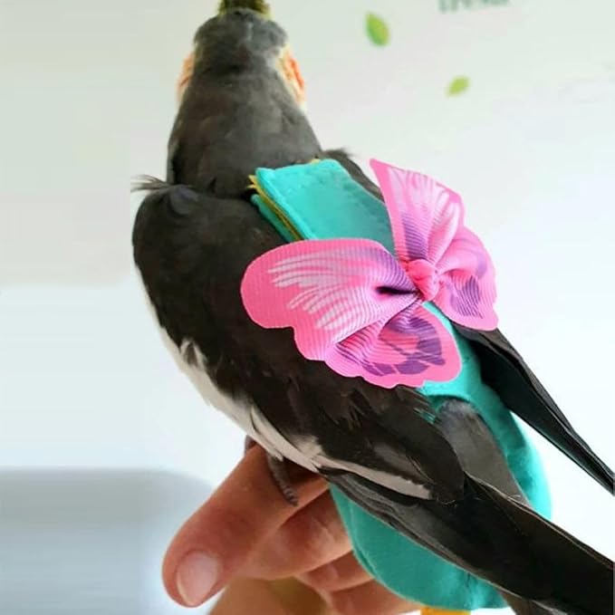 Bird Diaper Harness Flight Suit Clothes, Parrot Flight Suit with Leash for Parrot, Bird Flying Clothes for Outdoor Activities Training (Without Leash,M)