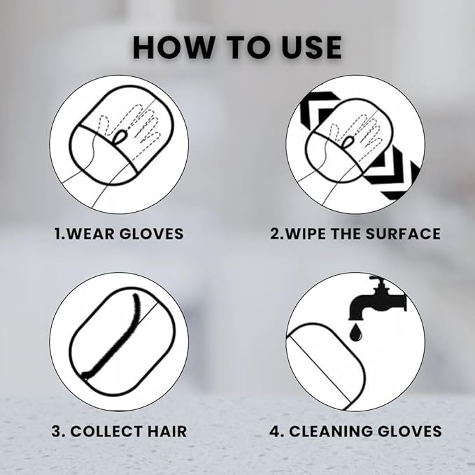 Pet Hair Remover Gloves, Reusable Electrostatic Dog & Cat Hair Remover for Couch, Clothes & Car Seats (2 Pack)