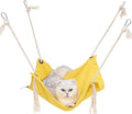 Breathable Linen Cat Hammock in Clean Solid Colors, Minimalist Design for Cages Machine Washable Available in 6 Colors, Yellow (Yellow)