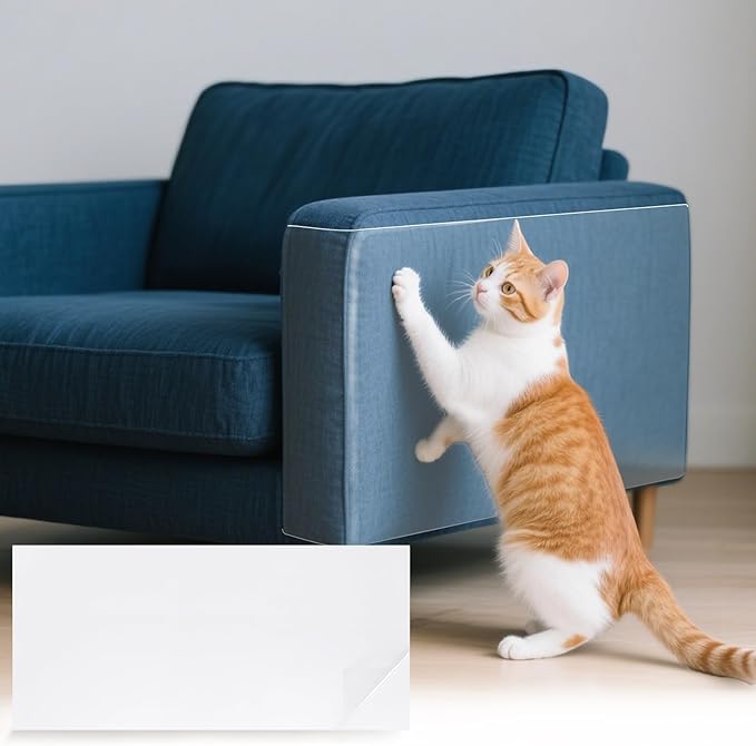 uxcell Anti Scratch Furniture Protector, 8 Sheets 17" x 8" Single-Sided Sticky Couch Protector from Cat Claws, Clear Protectors from Cats Scratching for Sofa Corners, Walls, Doors