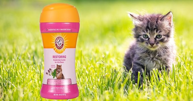 Arm & Hammer Restoring Cat Litter Box Deodorizing Crystals, Litter Deodorizer Additive to Help Absorb Odors and Restore Freshness Between Changes, Clary Sage & Mint Scent, 15 Oz