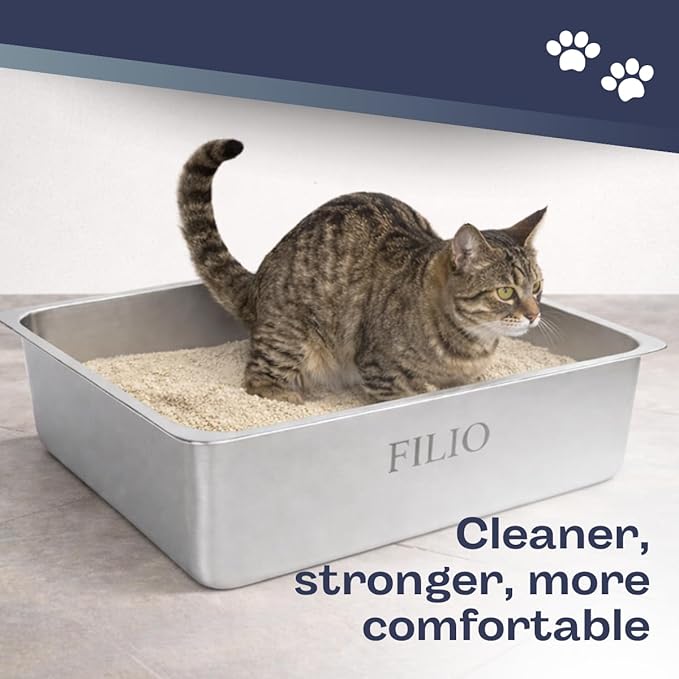 Stainless Steel Litter Box, Non Stick litterbox, Metal Litter pan, Litter Box Steel, Metal cat Box, Steel litterbox, Kitty Litter pan, Stainless Steel tub (Large)