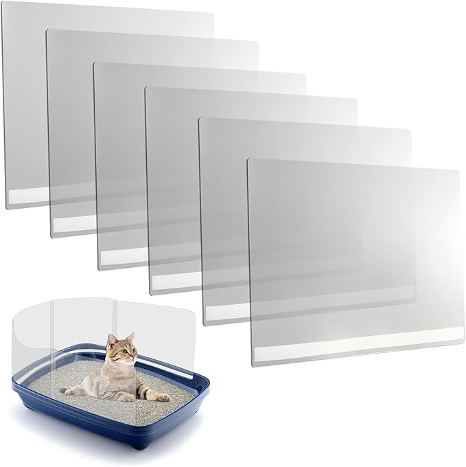 6 Pcs Cat Litter Box Pee Shields, Easy Clean Anti-Splashing Flexible High Side Litter Pan Cat Pee Shields- Litter Box Not Included