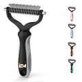 2-Sided Dematting & Deshedding Comb for Dogs & Cats – Undercoat Detangler Brush for Shedding, Matted Hair & Fur Remover Tool, Ergonomic Handle for Stress-Free Pet Grooming (Grey)