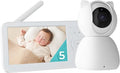 hazen No WiFi Baby Monitor with Camera and Audio, 5" Screen, 30-Hour Battery Life, Pan-Tilt-Zoom Camera, Night Vision, VOX, 2-Way Talk, 8 Lullabies, 1000ft Range, Baby Essentials, White