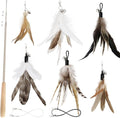SONGWAY Interactive Cat Feather Toys - Cat Wand Toy Set with Retractable Teaser Wand and 6 PCS Natural Feather Refills, Da Bird Cat Toys for Indoor Cats Kittens