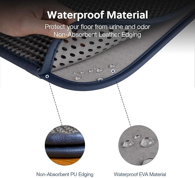 WePet Cat Litter Mat, Kitty Litter Trapping Mat - Medium Size, Honeycomb Double Layer Mats, No Phthalate, Urine Waterproof, Easy Clean, Scatter Control, Catcher Litter Box Rug Carpet 24x15 Inch Grey