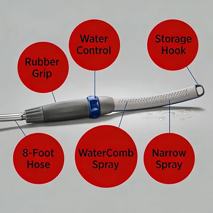 Dog Bathing Spray Nozzle, Non-slip Ergonomic Grip Convenient Dog Bathing and Cleaning Tool, Indoor and Outdoor Dual-use Spray Gun, with 8-foot Soft Hose
