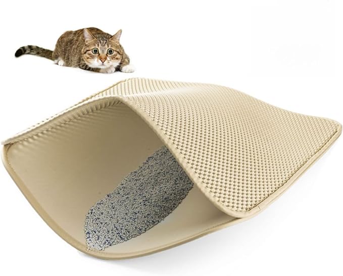 WePet Cat Litter Mat, Kitty Litter Trapping Mat, Honeycomb Double Layer Mats, No Phthalate, Urine Waterproof, Easy Clean, Scatter Control, Catcher Litter Tray Box Rug Carpet