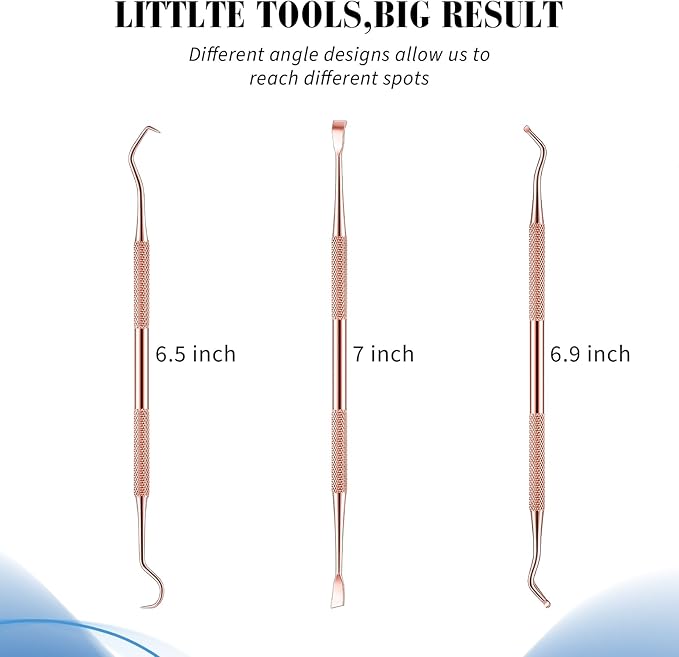 Hotop 3 Pieces Dog Dental Tooth Scaler and Scraper Stainless Double Headed Tarter Removing Tool Scraper Pet Teeth Cleaning Tools for Dog and Cat (Rose Gold)