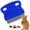 Patty Both Dog Cat Pet Lice &Flea & Nit Removal Comb/Brush, Precision Spaced Stainless Steel Teeth Locked into Sturdy Plastic Handle for Easy Cleaning(Blue)