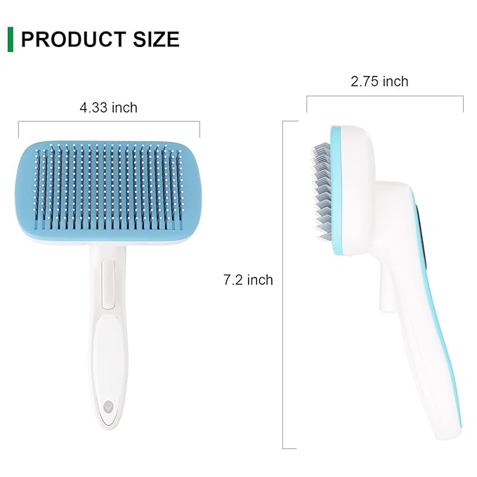Dog Brush - Self Cleaning Dog and Cat Hair Brush, Efficient Shedding Grooming Tool for Long and Short Haired Dogs & Indoor Cats, Deshedding Comb (Blue)