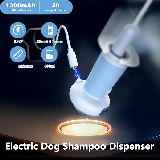 WINB Electric Dog Cleaning Foam Machine Sprayer, Electric Dog Shampoo Dispenser,IPX7 Cat Shampoo Sprayer,Pet Bath Supplies Automatic Foaming for Dog Deep Cleaing, for Bathroom & Kitchen