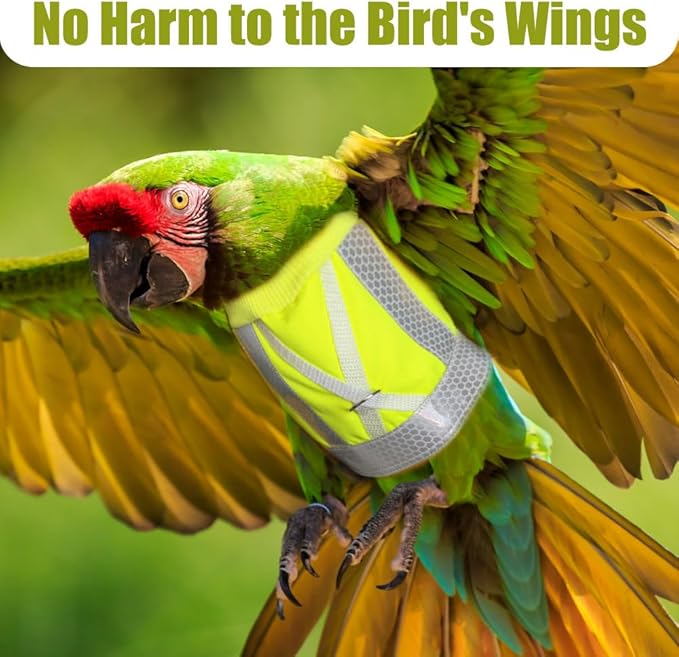 Bird Diaper Harness Flight Suit Clothes, Parrot Flight Suit with Leash Reusable Bird Flying Clothes for Parrots Cockatiel Pet Birds