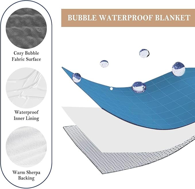 Waterproof Blanket for Bed Couch Sofa Car, Soft Leakproof Dog Blanket with 3D Bubble Pattern, Reversible Water Proof Pet Blankets for Dogs Cats Puppies (30"x40", Grey)