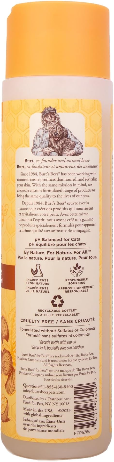 Burt’s Bees for Pets Hypoallergenic Cat Shampoo with Shea Butter and Honey, Gentle Kitten Shampoo for Indoor Cats with Dry or Sensitive Skin, Cat Bathing Supplies, 10 Fl Oz - 6 Pack