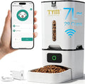 TYM Automatic Cat Feeder, 7L WiFi Cat Food Dispenser with Smart APP Control, Timed Auto Dog Feeder for Small Pets, Programmable Timer, Dual Power Supply, Detachable for Easy Cleaning