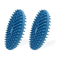 Dog Grooming Brush, Lilpep Pet Shampoo Bath Brush Soothing Massage Rubber Comb with Adjustable Ring Handle for Long Short Haired Dogs and Cats (2 pale blue, 2 sided brush)