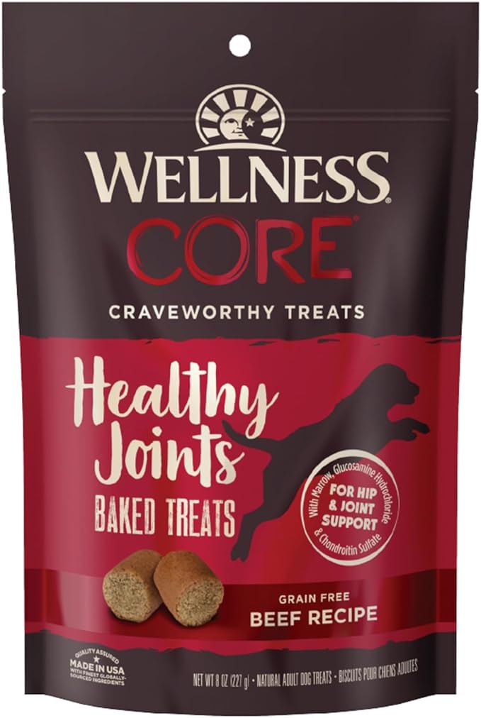 Wellness CORE Healthy Joints Soft Dog Treats, Natural, Grain Free, Beef Recipe, 9 oz Bag