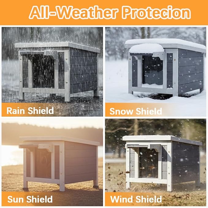 Insulated Outdoor Cat House - All-Weather Proof Shelter with Thermal Layer, Elevated Floor & Asphalt Roof for Winter, Weatherproof & Warm Shelter for Cats