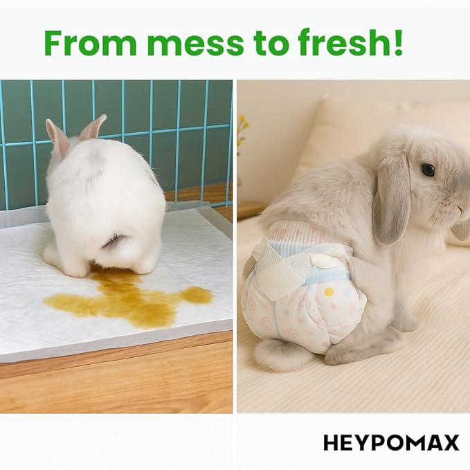 Leakproof Bunny Diapers – Disposable Pet Diaper for Rabbits, Great for Incontinence, Surgery, and Potty Accidents (Trial Pack/1 Piece,XS Size (Recommended for 2-5 lbs))