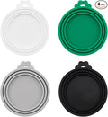 PINE & LINEN 4 Pcs Durable Pet Can Lids,One fit 3 Standard Size Silicone Waterproof Cat Food Cans Lids for 3oz/5.5oz/12.5oz/13.2oz Cat Food Cans（White+Gray+Dark Green+Black）