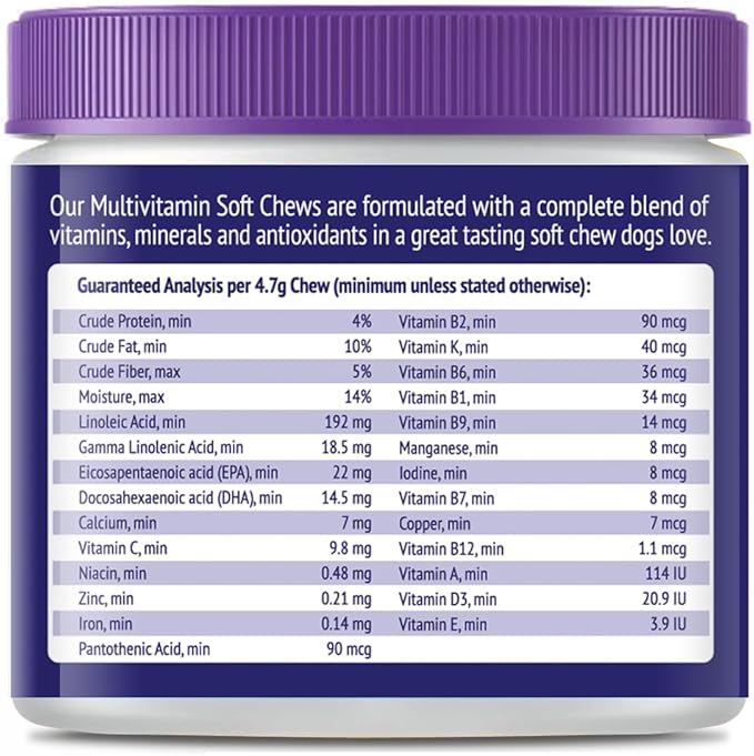 Dog Multivitamin Chewable - 22 in 1 Dog Vitamins and Supplements with Green Lipped Mussel & Omega 3 for Joints, Skin & Coat, Immune System - Senior & Puppy Multivitamin for Dogs - 60 Beef Chews